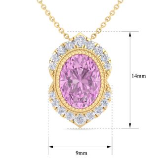 Pink Topaz Necklace: 1 3/4 Carat Pink Topaz and Diamond Necklace