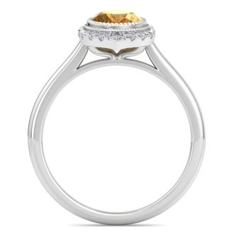 Citrine Ring: 1 1/5 Carat Citrine and Diamond Ring