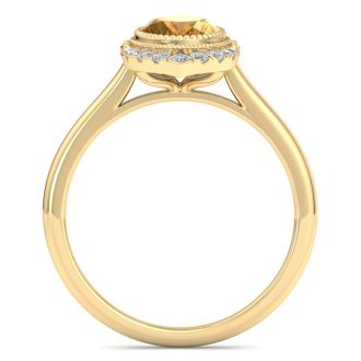 Citrine Ring: 1 1/5 Carat Citrine and Diamond Ring