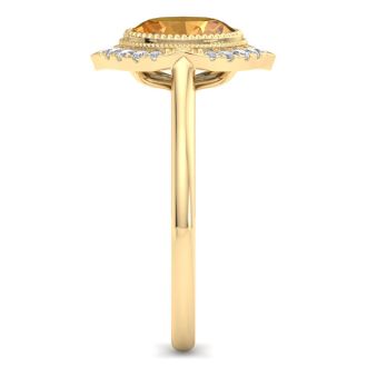 Citrine Ring: 1 1/5 Carat Citrine and Diamond Ring