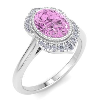 Pink Topaz Ring: 1 3/4 Carat Pink Topaz and Diamond Ring