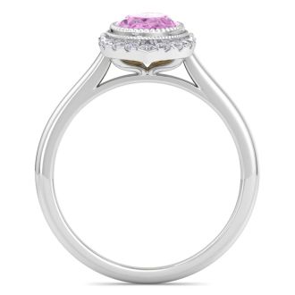 Pink Topaz Ring: 1 3/4 Carat Pink Topaz and Diamond Ring