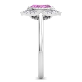 Pink Topaz Ring: 1 3/4 Carat Pink Topaz and Diamond Ring