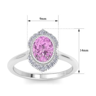 Pink Topaz Ring: 1 3/4 Carat Pink Topaz and Diamond Ring