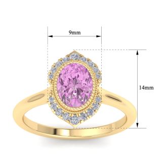 Pink Topaz Ring: 1 3/4 Carat Pink Topaz and Diamond Ring
