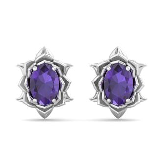 Amethyst Earrings: 1 1/2 Carat Amethyst Earrings