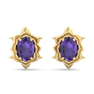 Amethyst Earrings: 1 1/2 Carat Amethyst Earrings