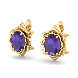 Amethyst Earrings: 1 1/2 Carat Amethyst Earrings