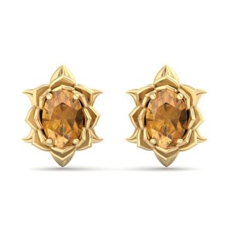 Citrine Earrings: 1 1/2 Carat Citrine Earrings