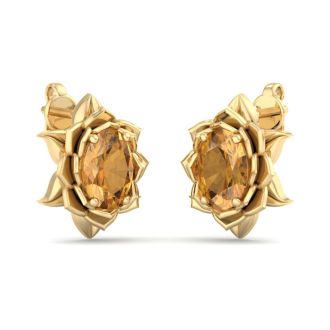 Citrine Earrings: 1 1/2 Carat Citrine Earrings