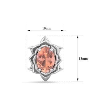 1-1/2 Carat Oval Shape Morganite Ornate Stud Earrings In 14K White Gold