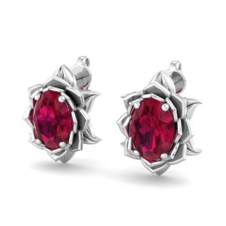Ruby Earrings: 2 Carat Ruby Earrings