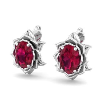 Ruby Earrings: 2 Carat Ruby Earrings