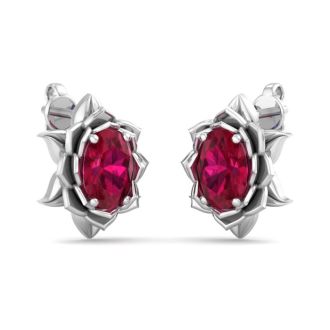 Ruby Earrings: 2 Carat Ruby Earrings