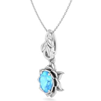 Blue Topaz Necklace: 1 Carat Blue Topaz Necklace