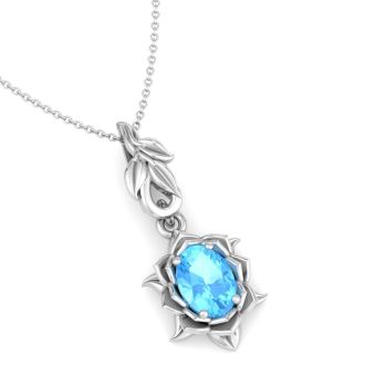 Blue Topaz Necklace: 1 Carat Blue Topaz Necklace