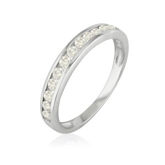 1/4 Carat Diamond Wedding Band In 14 Karat White Gold