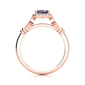 1 Carat Octagon Shape Mystic Topaz Ring With Diamond Halo In 14 Karat Rose Gold