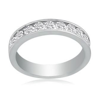 1 Carat Diamond Wedding Band In 14 Karat White Gold