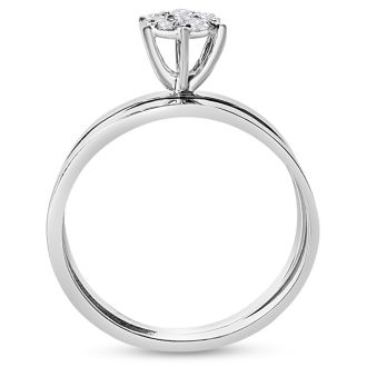 Cheap Engagement Rings, 1/8ct Petite Diamond Bridal Set in 10K White Gold