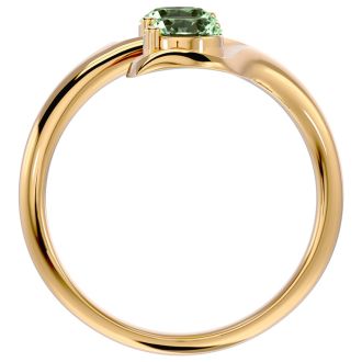 1 Carat Two Stone Green Amethyst Ring In 14 Karat Yellow Gold