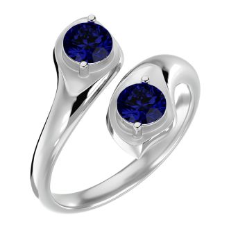 1 Carat Two Stone Sapphire Ring In 14 Karat White Gold
