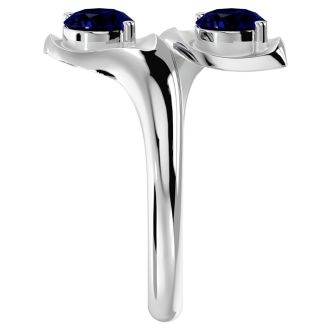 1 Carat Two Stone Sapphire Ring In 14 Karat White Gold