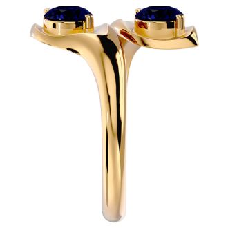 1 Carat Two Stone Sapphire Ring In 14 Karat Yellow Gold