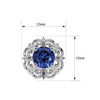 1 3/4 Carat Tanzanite and Diamond Antique Stud Earrings In 14 Karat White Gold