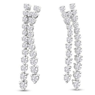 4 Carat Diamond Drop Earrings In 14 Karat White Gold