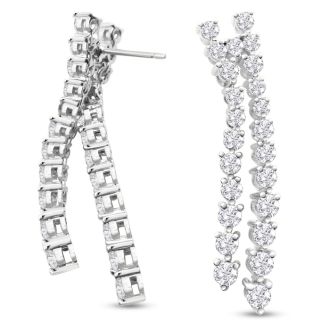 4 Carat Diamond Drop Earrings In 14 Karat White Gold