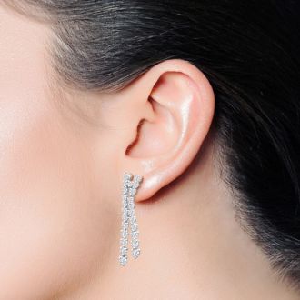 4 Carat Diamond Drop Earrings In 14 Karat White Gold