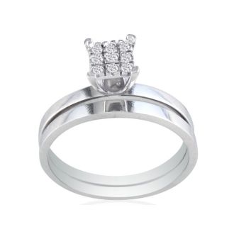 1/7ct Lovely Diamond Bridal Set in 10K White Gold