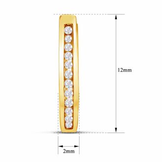 1/4 Carat Diamond Hoop Earrings In Yellow Gold Over Sterling Silver, 1/2 Inch
