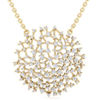 2 1/2 Carat Lab Grown Diamond Medallion Necklace In 14K Yellow Gold, 18 Inches