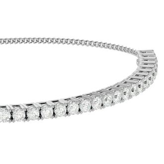 1 Carat Lab Grown Diamond Bolo Tennis Bracelet In 14 Karat White Gold, Adjustable 6-9 inches