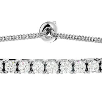 1 Carat Lab Grown Diamond Bolo Tennis Bracelet In 14 Karat White Gold, Adjustable 6-9 inches