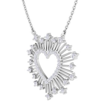 1/2 Carat Lab Grown Diamond Heart Necklace In 14 Karat White Gold, 18 Inches