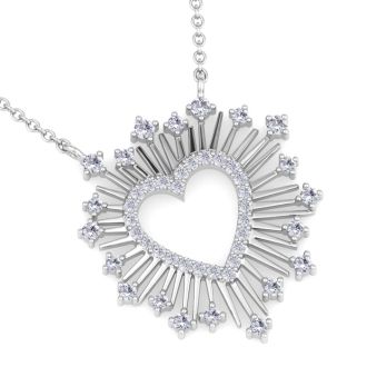 1/2 Carat Lab Grown Diamond Heart Necklace In 14 Karat White Gold, 18 Inches