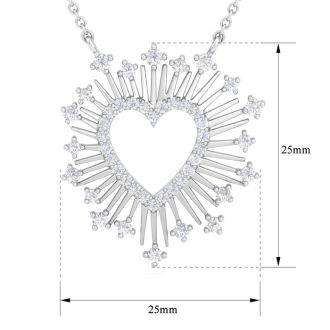 1/2 Carat Lab Grown Diamond Heart Necklace In 14 Karat White Gold, 18 Inches