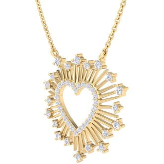 1/2 Carat Lab Grown Diamond Heart Necklace In 14 Karat Yellow Gold, 18 Inches