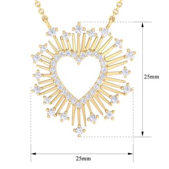 1/2 Carat Lab Grown Diamond Heart Necklace In 14 Karat Yellow Gold, 18 Inches