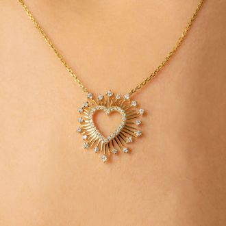 1/2 Carat Lab Grown Diamond Heart Necklace In 14 Karat Yellow Gold, 18 Inches