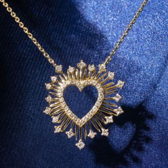 1/2 Carat Lab Grown Diamond Heart Necklace In 14 Karat Yellow Gold, 18 Inches