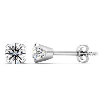 3/4 Carat Lab Grown Diamond Stud Earrings In 14 Karat White Gold