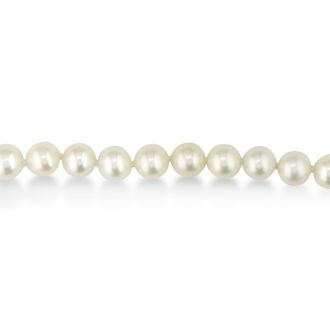 16 Inch 6mm AA Hand Knotted Pearl Necklace, Sterling Silver Clasp