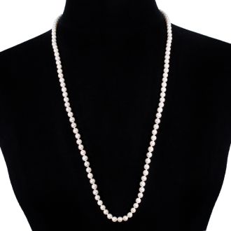 30 inch 6mm AA Pearl Necklace With 14K Yellow Gold Clasp