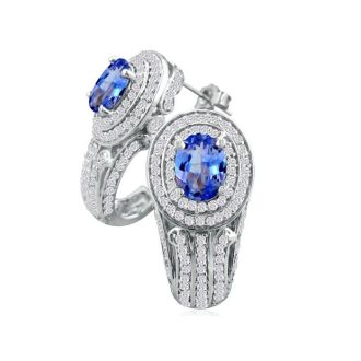 Bold 3 3/4ct Tanzanite and Diamond Earrings in 14k WG