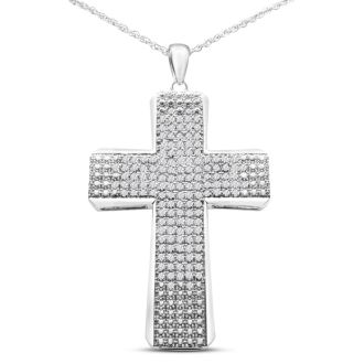 2 Carat Diamond Cross Necklace For Men, 24 Inches