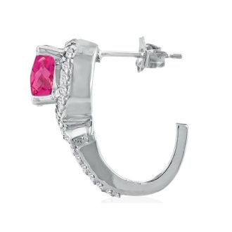 Pink Gemstones 5 1/4 Carat Pink Topaz and Diamond Earrings in 14k White Gold